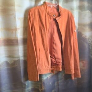 Women's Orange Vintage Suede Leather Jacket
